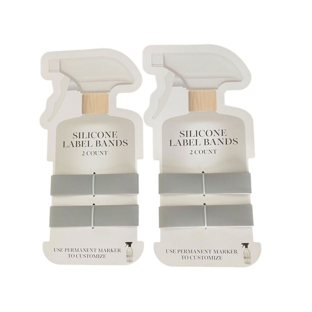 Silicone Label Bands – Light Gray (2 Pack) – Writable Reusable Bottle Bands